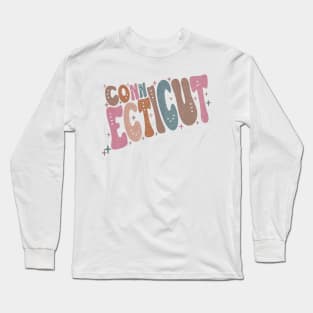 Connecticut State US Map Typography Long Sleeve T-Shirt